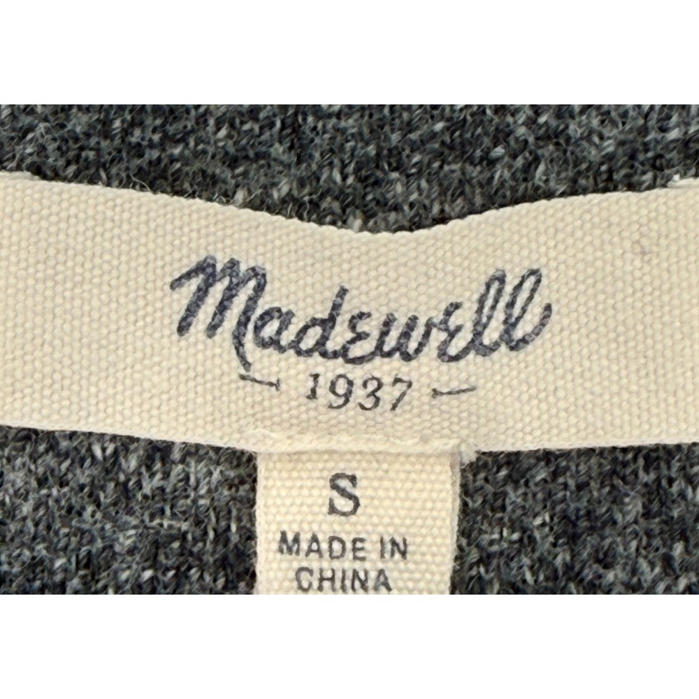 Madewell Womens‎ Small Gray Striped Cropped Sweatshirt Boxy Casual Top - Picture 2 of 8